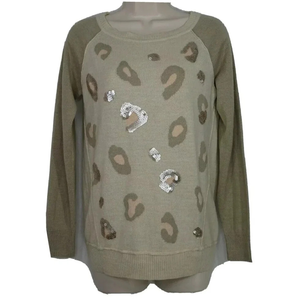 Apt 9 Pullover Sequin Sweater Women Size S Cream